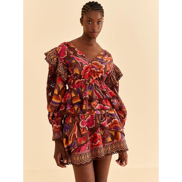 FARM Rio Brown Bright Flora Mini Skirt NWT SZ XL - Picture 1 of 16